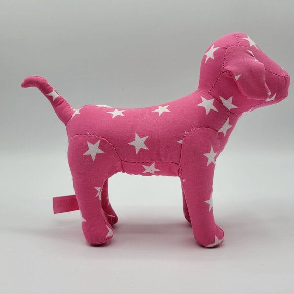 Victorias Secret Pink and Gold Dog Plush Toy Set Of 2 Pink Star & Gold Logo - Picture 6 of 16